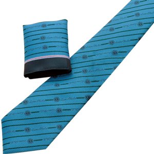 画像2: ポケットチーフ付き 織ネクタイ　ブルー