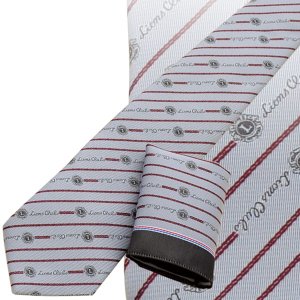 画像1: ポケットチーフ付き 織ネクタイ　シルバー