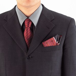画像4: ポケットチーフ付き 織ネクタイ　ブルー